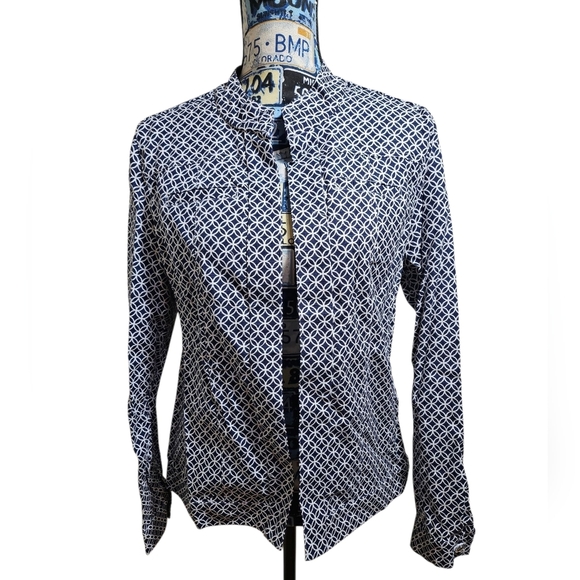 NEW Attyre Women's Open Lightweight Denim Blazer Jacket Small Geometric - Picture 1 of 9